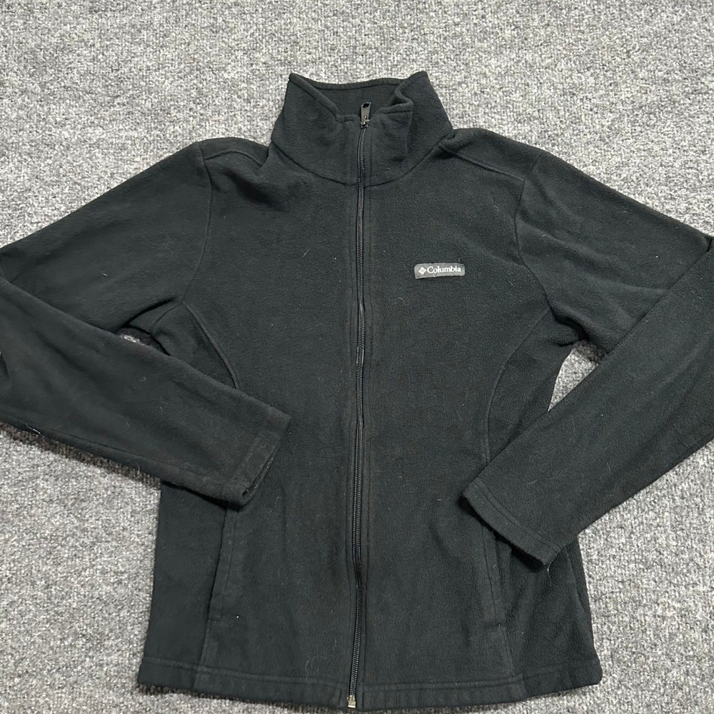 Columbia Fleece Jacket Womens Size M Black Full Zip Benton Springs Mock Neck